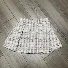 SHEIN ツイード ミニスカート ホワイト ブラック チェック プリーツ