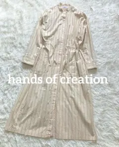 ハンズオブクリエーション ロング シャツワンピース 長袖 ストライプ ドローのサムネイル