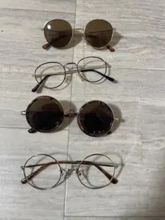 サングラス　メガネ　セット　オクタゴン　ボストン　スクエア　ゴールド　丸