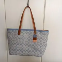 水色と茶色のトートバッグ