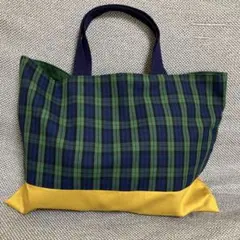 ハンドメイド　チェック柄トートバッグ