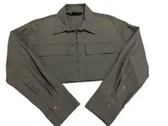 ZARA ジップアップ クロップドジャケット カーキのサムネイル