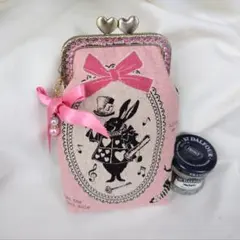 シルエットアリス（ピンクver.）☆がま口 眼鏡も入るる ハンドメイド おまけ付