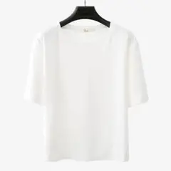 L ホワイト Tシャツ 無地 シンプル 夏 薄め 涼しい 半袖 レディース