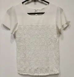 ページボーイ 花柄 レース 半袖 アイボリー フリーサイズ