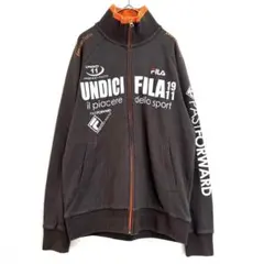 フィラ【M】ジップアップパーカー　プリント　チャコールグレー　スポーツ　メンズ