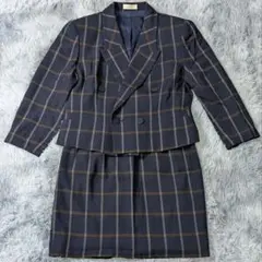 LINEAR ネイビー チェック スカートセットアップ