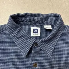90s00s OLD GAPチェックシャツcityboyブルーフランネルy2k