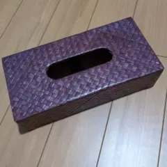 ブラウン編み込みデザイン ティッシュボックス　アジアン