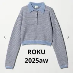 新品 ＜6(ROKU)＞アルパカウールナイロン ポロニット LT.Blue