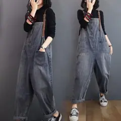 デニムオーバーオールXXL⑤ サロペット　オールインワン　デニム　ジーンズ