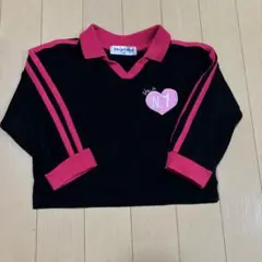 ベビー 薄手トレーナーskipland トレーナー 黒/ピンクジャージ風　90