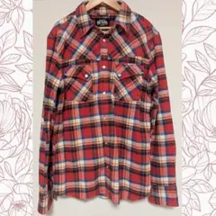 【BEAMS】 ネルシャツ レッド チェック ウエスタンシャツ Lサイズのサムネイル