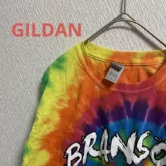 GILDAN ギルダン　L 長袖　Tシャツ　タイダイ　ロゴ　古着