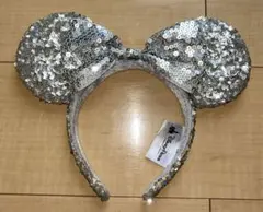 wdw ディズニー　パーク　カチューシャ　ミニー　シルバー　スパンコール