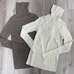 ユニクロ　メリノリブタートルネックセーター　2点まとめ売り