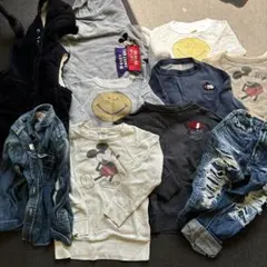 デニムダンガリーのトレーナー & デニムパンツセット(120cm～140cm）