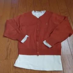 子供女の子 ニットアンサンブル 茶色 120cm