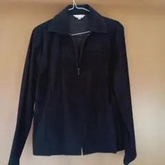 黒 スエード風 ジップアップジャケット（薄手）