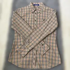 バーバリーブルーレーベル　ノバチェック長袖シャツ　ホース刺繍ロゴ　M