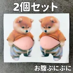 2匹セット 立体お腹ぷにぷに 柴犬シール おなかぷにぷに No.1