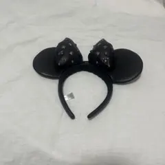 黒 ミニー耳 カチューシャ スタッズ付き