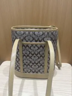 トートバッグ グレー ブラウン ロゴ入　ハンドバッグ　鞄　カバン