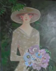 中島裕子【サンビーム】 油彩 10号 中島裕子「花のシャッポー」油絵・F6号 絵画買取・販売の小竹美術
