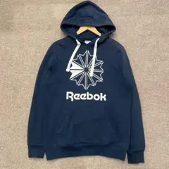 【R447】 Reebok パーカー プルオーバー サイズL ネイビー 紺
