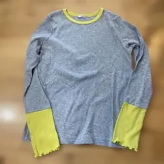 しまむら　長袖カットソー グレー×イエロー