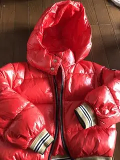 赤 ダウンコート 110センチ　white duck 羽毛100%