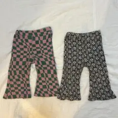 MARKEY'S フレアパンツ チェック 格子柄 フラワー 80サイズ