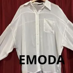 EMODA ワイドシアーシャツ ホワイト 長袖　袖口ゆったりのサムネイル