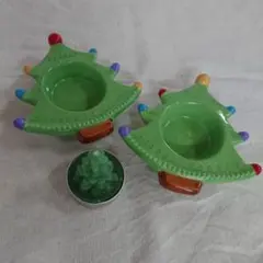 クリスマスツリー型キャンドルホルダー2個セット