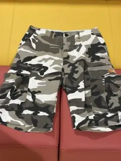 90sUSA製Stussy 抹茶カラーチョコチップカモ迷彩カーゴショーツ L希少