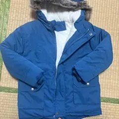 青いボア裏地フード付きジャケット