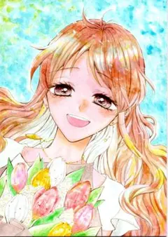 夏風にゃんこ」手描きオリジナルイラスト 色紙 アナログ 原画 - メルカリ