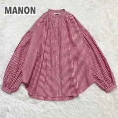MANON マノン　シャツ　ストライプ　ギャザー　バルーンスリーブ　バンドカラーのサムネイル