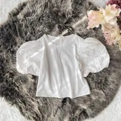 パフスリーブカットソー（M） ホワイト系　量産系　ボリューム袖　シンプル