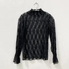 レース　トップス　長袖　レディース　ブラック