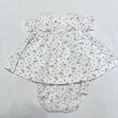 プチバトー花柄半袖ワンピース パンツセット6m67cmサイズ60〜70