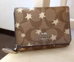 【COACH】 コーチ 三つ折り 財布 シグネチャー 星柄 スター