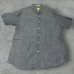 L.L.Bean レギュラーカラー リネン100半袖シャツ 無地 ブルー XL