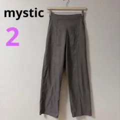 【mystic】ミステック　ワイドパンツ ストレートチェック　ブラウン系　2