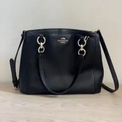COACH ブラックレザー ショルダーバッグ