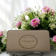 【新品未使用】COACH コーチ 長財布 ベージュ ストラップ付