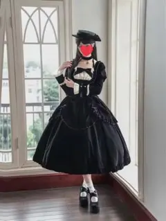 黒 ゴスロリ ロリータ ドレス しまロリ