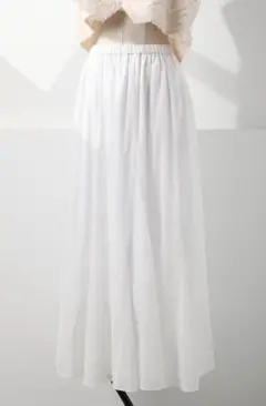 Loungedress コットンシアーギャザースカート　オフホワイト