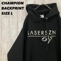 CHAMPIONチャンピオン　バックプリントスエットパーカー L黒　アメリカ古着