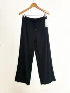 新品　ジーユー　リブプルオンパンツパンツ　黒　L